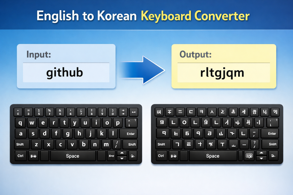 English to Korean Keyboard Converter Type github → rltgjqm Instantly